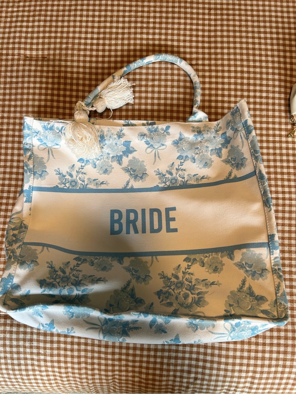 Bride Floral Blue and White Tote Bag